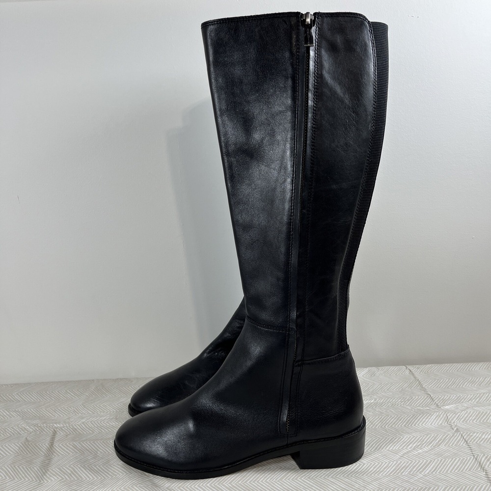 Salvia Womens Nell Butter Nappa Black Leather Knee High Riding Boots Sz 41 Festi
